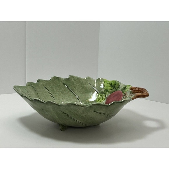 Leaf Bowl With Cherries By Gift Craft - Picture 3 of 12